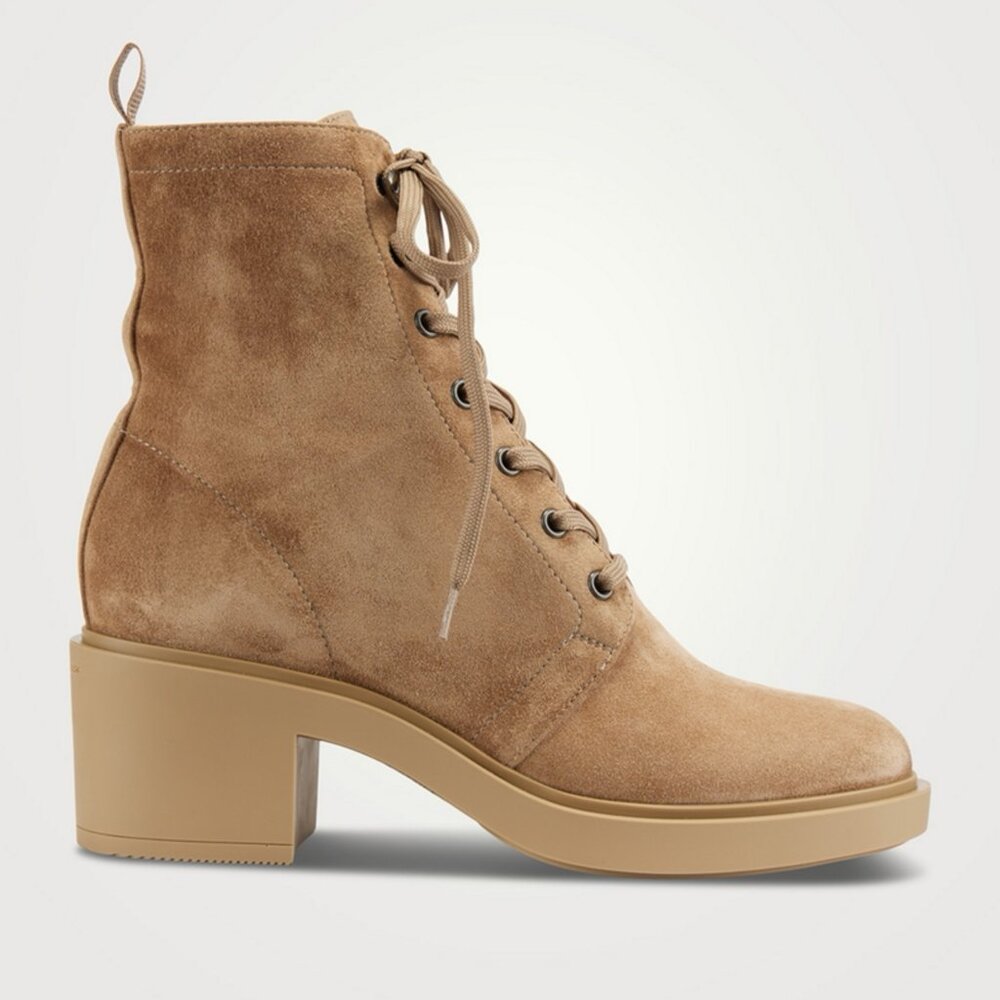 Gianvito Rossi Foster Lace-Up Combat Boots in Camel Suede - Picture 4 of 16